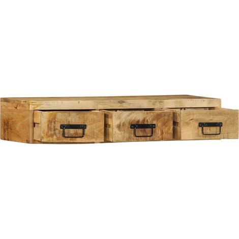 vidaXL Mueble de TV de pared madera maciza mango rugosa 100x30x19 cm (1/2)