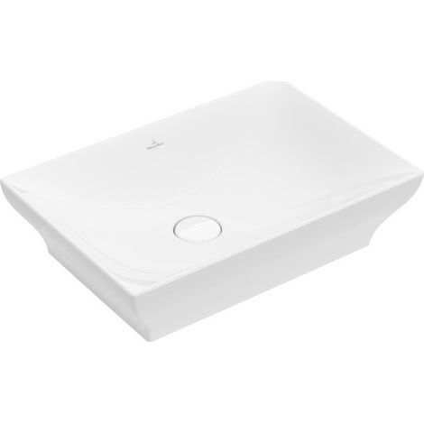 La Belle, Lavabos sobre encimera, 600 x 415 mm, Rectangular, sin plataforma para grifería, con rebosadero, Porcelánico sanitario White CeramicPlus