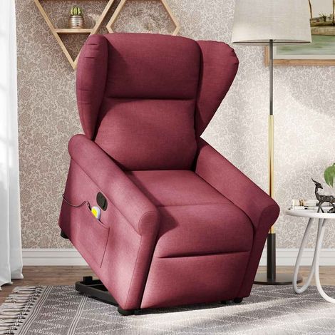 Maison Exclusive - Massagesessel mit Aufstehhilfe Weinrot Stoff