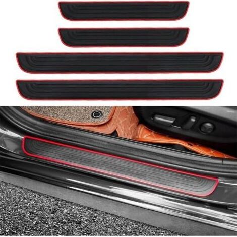 4 Pièces de Protection de seuil de Porte de Voiture,Protection de seuil de Porte Universel,Plaque de Protection pour seuil de Porte Avant/arrière en PVC Souple,Protecteur de pédale d\'a (1/4)
