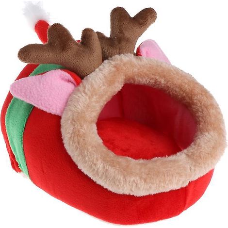 Mini maison pour chinchilla, maisonnette pour écureuil, rat, grotte en forme de girafe, cachette confortable pour cochon d'Inde - Élan rouge 4-S- (1/5)