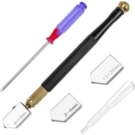 Set of 5 Cutting Tool Set for Mirror Tile Metal Alloy Professional Diamond Glass Cutter, Manual Pencil-Shaped Cutter for Thick Glass, Window Cutter Tool (1/5)