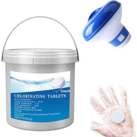Irovami lb de comprimés de chlore, comprimés chlorés avec diffuseur flottant, comprimés chlorés longue durée, comprimés de chlore pour piscines et spas (1/5)