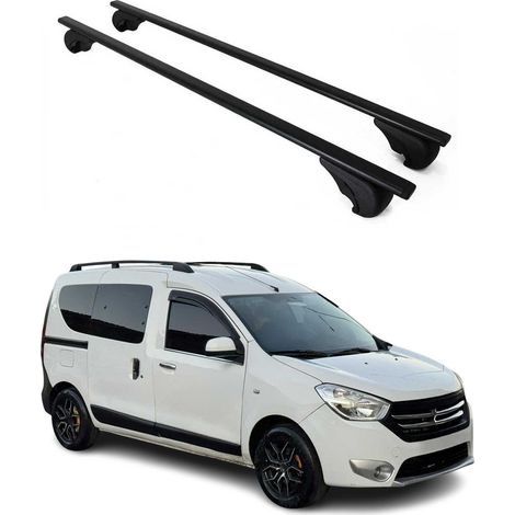 OMAC Barres de toit pour Dacia Dokker 2012-2022 – TÜV / DIN 75302:2019 – Antivol inclus – Charge max 75 kg – 2 barres Noir (1/4)