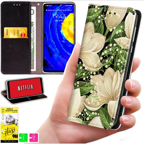 Custodia a portafoglio per Oppo A5 5G - stampa bluemoon + vetro 9H (1/5)