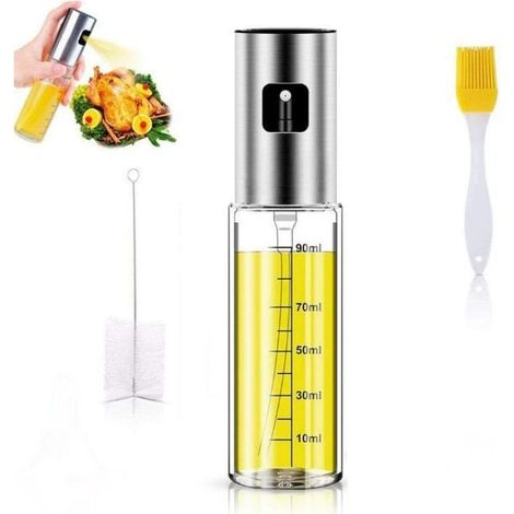 Pulvérisateur d'huile en Verre Premium 100 ml, Spray de Cuisine Anti-goutte avec Distributeur, Accessoire pour Cuisine et Friteuse à Air