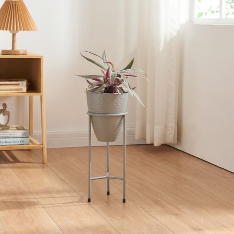 Soporte para plantas Asten con macetero metal 41xØ16cm - Gris oscuro [en.casa]