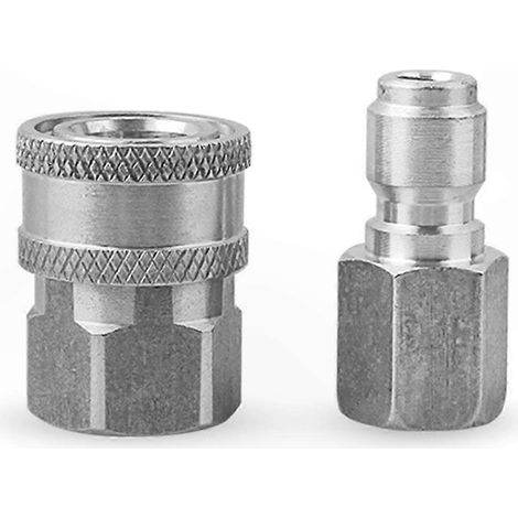 Adaptateur pour nettoyeur haute pression, raccord rapide 3/8 pouce, connecteur mâle-femelle en acier inoxydable, embout universel pour lance et tuyau HP. (1/5)