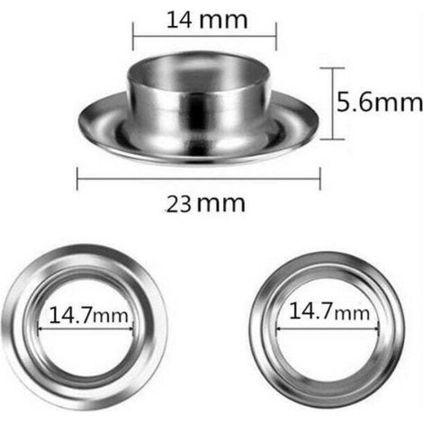Oeillets - Kit Oeillets Métalliques 14 mm - Pour Réparation Toile Bâche Tente - 100 Pièces (1/5)