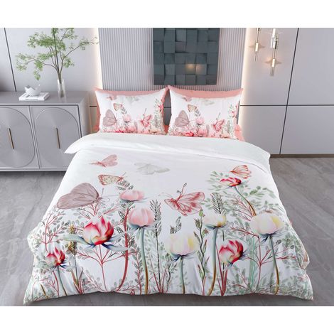 Funda nórdica, funda nórdica, ropa de cama Set Blanco Dusty Rose Rojo Verde