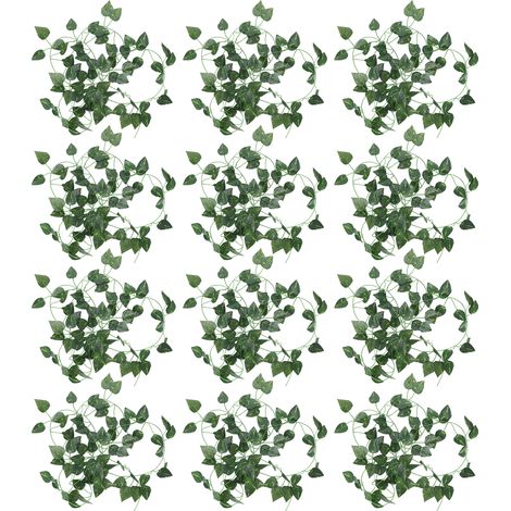 12 pièces de décoration en rotin plastique vert à faire soi-même pour clôture, porte battante, mariage, fête (Scindapsus) (1/5)