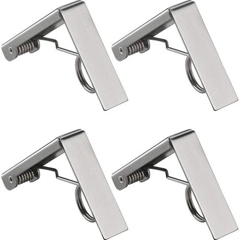 4 Pcs Pince pour Nappe, Clip de Table en Acier Inoxydable à Ressort pour Restaurant, Fêtes, Pique-Nique (1/5)