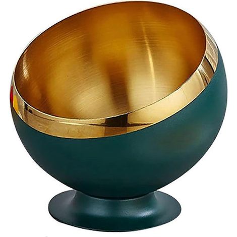 Sucrier bonbonnière récipient bar à café pot sel thé acier inoxydable ouverture oblique rangement comptoir bordure verte dorée (1/5)