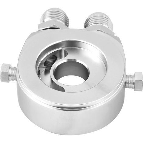 M20 x 1,5 Aluminium-Sandwichadapterplatte für Ölfilter- und Ölkühler-Kit mit 1/8 NPT-Gewinde, silberfarben (1/5)