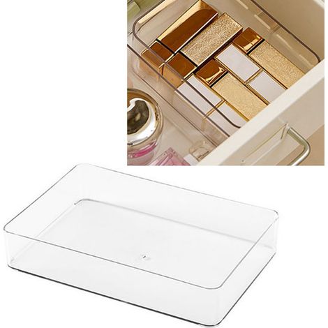 Tiroir organisateur maquillage transparent chic plateau rangement cosmétiques clair pour bijoux et pinceaux (1/4)