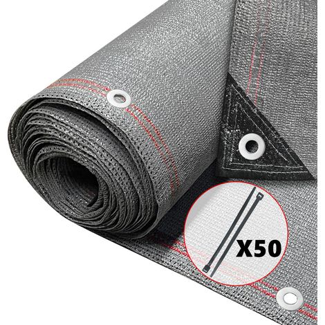 VOUNOT Malla Sombreo y Ocultación 1.5×10m, Valla Privacidad HDPE 230g/m², Gris