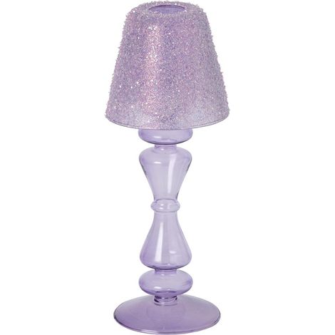 Photophore Lampe en Verre "Silje" 26cm Lilas (1/3)