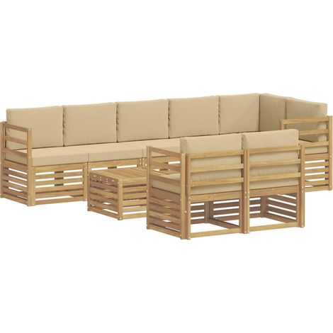 Outdoor Sofa Set 9 pcs White and Beige 59 x 59 x 37 cm vidaXL (1/5)