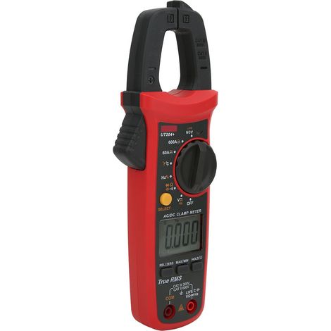 Pince ampèremétrique numérique portable UNI-T UT204+ - Sélection automatique de la gamme, mesure de la valeur efficace vraie, test de tension AC/DC, de courant, de résistance et de capacité (1/5)
