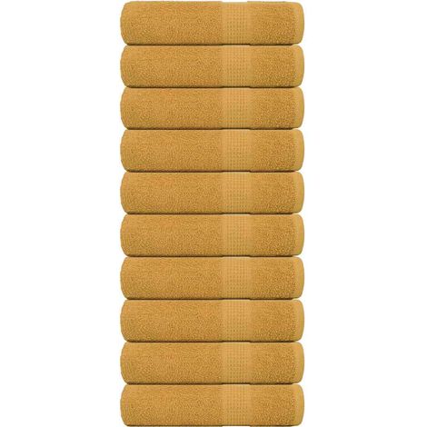Serviettes de bain FROGN, lot de 10, couleur or, 70 x 140 cm, 360 g/m²