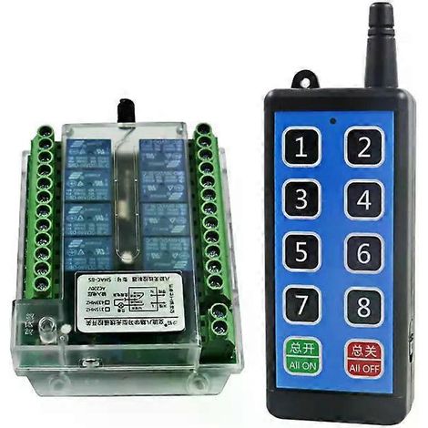 Interrupteur de commande à distance sans fil RF 8 canaux 12 V/24 V/36 V/220 V  interrupteur de commande de moteur à distance sans fil DC 8-86 V AC 110-275 V - JXLGV (1/4)