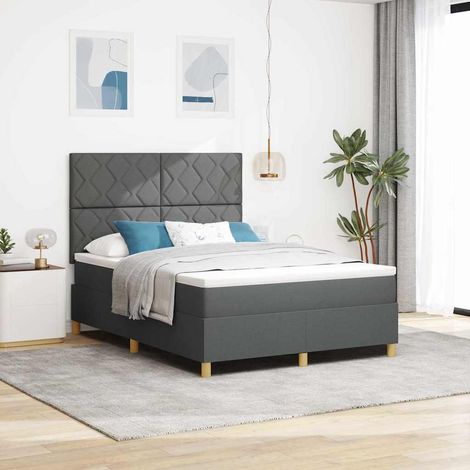 Boxspringbett mit Kopfteil Dunkelgrau 140 x 190 cm Stoff vidaXL (1/5)