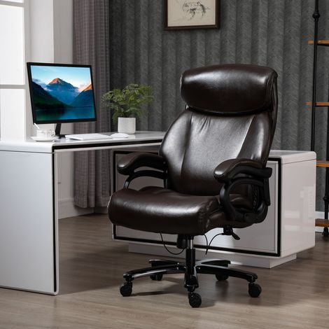 Fauteuil de bureau, fauteuil de direction, fauteuil gaming, fauteuil pivotant, fonction bascule, rembourrage épais, capacité de charge de 180 kg, design ergonomique, hauteur réglable, similicuir, marr (1/5)