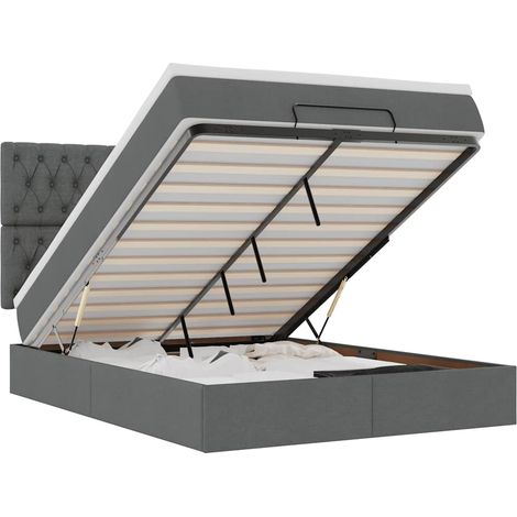 Maison Exclusive - Ottoman-Bett mit Matratze & LEDs Dunkelgrau 14