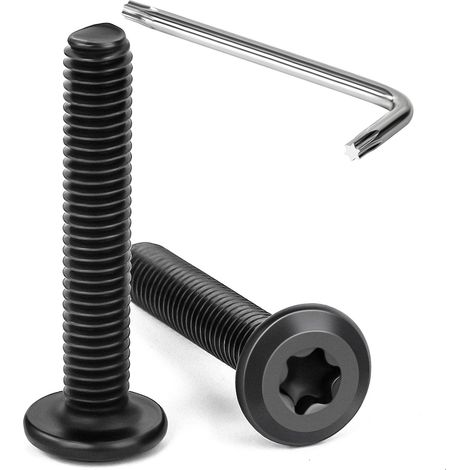 20 Pièces Vis à Tête Plate Torx Noir M6 x 35 mm Vis à Six Pans Creux en Acier Inoxydable A2 V2A Boulons de Meubles Hexagonale avec Clé T30 Filetage Complet (1/5)