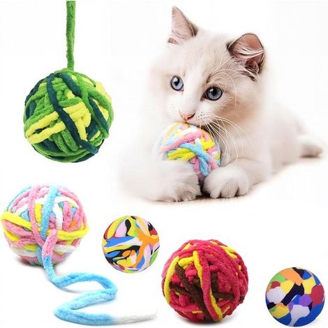 Un juego de 5 pelotas para gatos: juguetes interactivos para masticar hechos de hilo de algodón masticable (1/3)