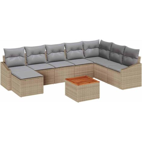 Set Divano da Giardino 9 pcs Beige e Grigio Chiaro polyrattan vidaXL (1/5)