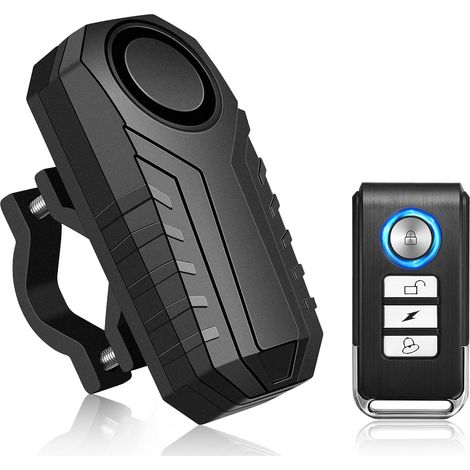Alarme antivol pour vélo avec support, 113 dB anti-cambrioleur, vibration, système de sécurité pour moto, vélo, alarme étanche avec télécommande (1/5)