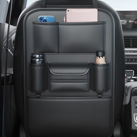 Organisateur de siège arrière voiture multifonction, rangement auto en cuir PU, protège dossier avec matelas anti-coups, gain de place, sac de protection habitacle
