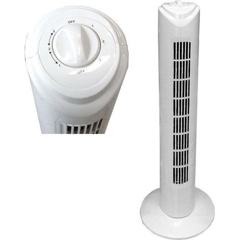 TRADE SHOP - Ventilatore A Torre Bianco Colonna H81 3 Velocità 45 W Slim Oscillante Flusso Aria Fresca - (1/4)