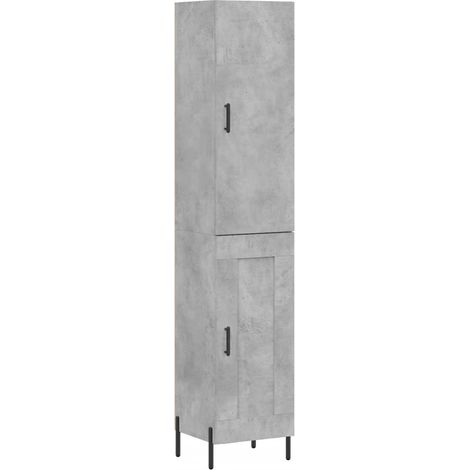 Buffet bahut commode armoire meuble de rangement organisateur cuisine salle de séjour salon haut 34,5 x 34 x 180 cm bois d'ingénierie gris