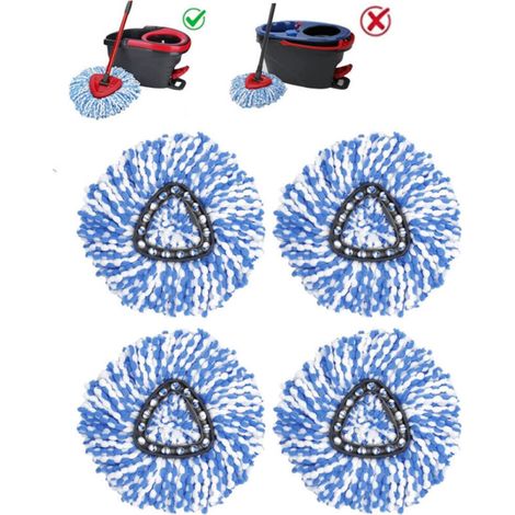 Kompatibel mit dem Easywring-Ein-Dreh-System, O-Ceda Ersatzbürstenkopf-Packung (4er-Packung, blau und weiß) (1/5)