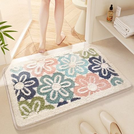 Tappetini da bagno antiscivolo e assorbenti, lavabili in lavatrice, tappetino da bagno morbido in peluche, tappetino doccia ad asciugatura rapida con retro in gomma antiscivolo, k (1/2)