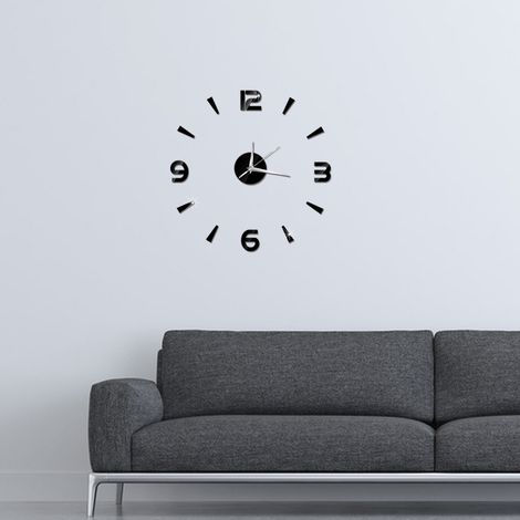Horloge murale tendance et urbaine à faire soi-même (lentille acrylique de 1 mm), design créatif, miroir, décoration murale autocollante. (1/5)