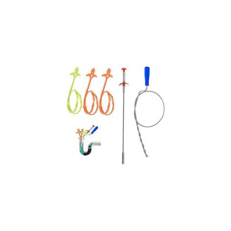 Déboucheur canalisations (5 pièces), pour évier, toilettes, tuyaux flexibles/évacuation