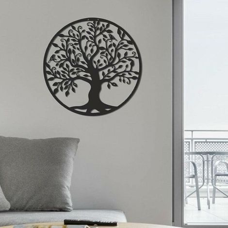 Autre déco muraleArt Mural en métal Art de l'arbre de Vie Signe de Famille Arbre en métal Décoration Murale Décoration d'intérieur Décoratif Suspendu Au Mur Décoration De La Maison Sculpture Murale In (1/3)