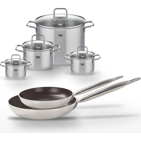 Lot Poêles 28/32 cm et Faitouts 14/16/20/26 cm Elo Bistro Line (1/4)