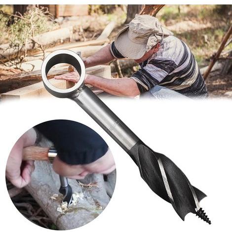 Handbohrer aus Kohlenstoffstahl, Überlebenswerkzeug für Siedler, manuelles Lochwerkzeug, Multitool für Bushcraft, Camping und Outdoor-Rucksackausrüstung (1/5)