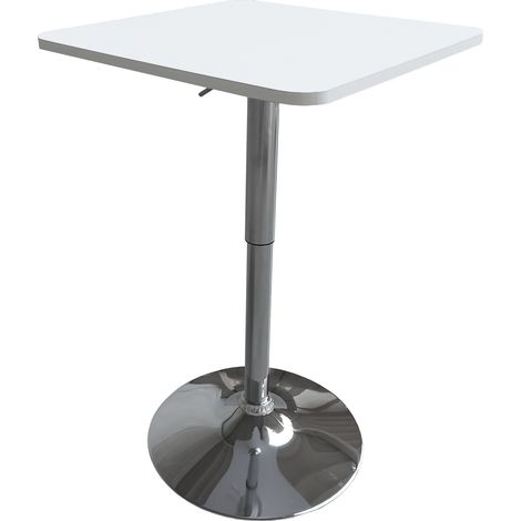 HAPPY GARDEN - Table de bar carrée blanche et chrome LUKE