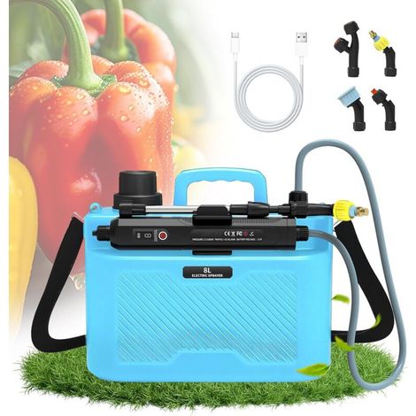 Pulvérisateur Électrique de Jardin 8L avec 4 Buses Réglables,Portable Pulverisateur a Pression Rechargeable pour Jardin,Traitement des Plantes,3 Vitesses de Pulverisation et Canne Telescopique (1/5)