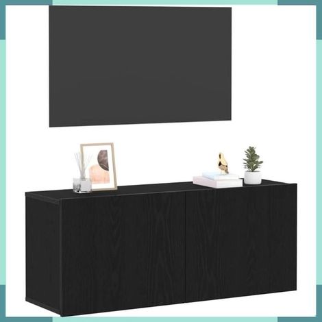 863084 Ensemble meuble TV Montage mural Chêne noir 100 x 30 x 41 cm (1/5)