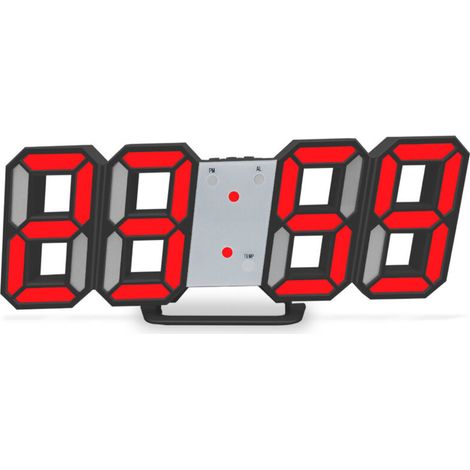 Orologio da parete digitale, sveglia con luce LED, display 12/24 ore, modalità sospensione con telecomando, per ufficio, giochi o decorazione da comodino, nero