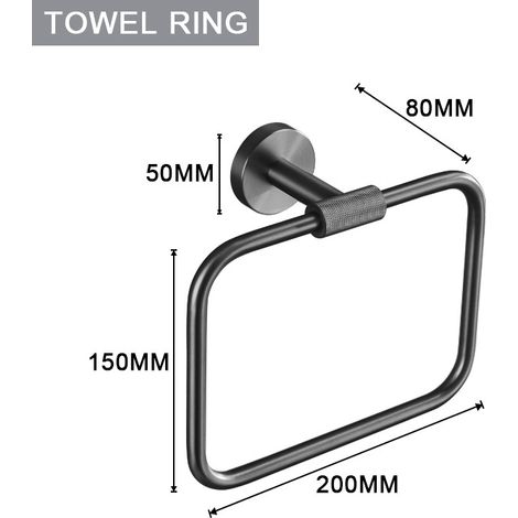 Anneau Porte-Serviettes Gris Fusil - Accessoire de Salle de Bain en Métal Robuste, Design Moderne et Élégant, 1 Pièce-lsw (1/2)