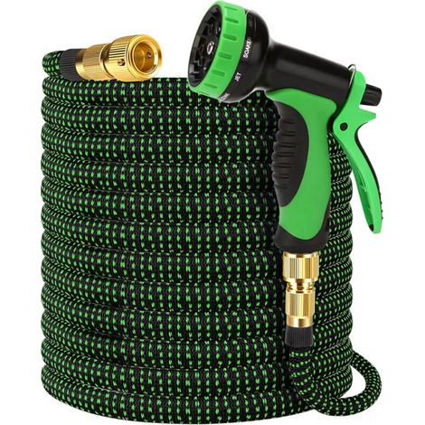 Tuyau d’arrosage Extensible 15m/50Ft avec 10 Modèles de Pulvérisation Convient aux Robinets de 1/2" et 3/4" Raccords en Laiton Massif Durables Pour Jardin Arrosage Nettoyage (1/5)