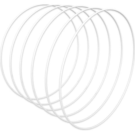 Lot de 6 cercles en métal blanc de 25 cm, anneaux en métal, créoles en métal pour décoration de mariage et d'intérieur, création artisanale (1/5)
