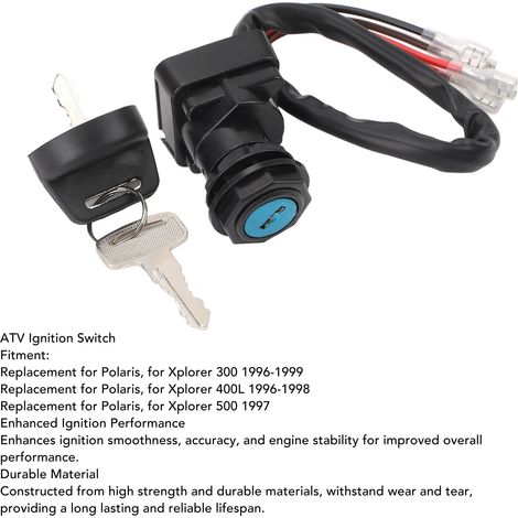 Interrupteur de contact de démarrage 4 broches avec clés pour ATV - Remplacement Polaris Xplorer 300 400L 500